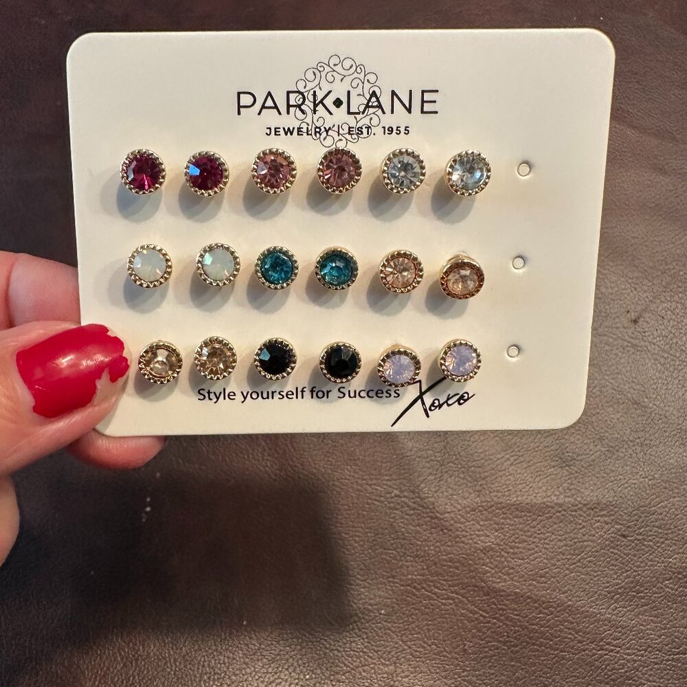 Park Lane Jewelry Hayden earrings 9 pair sparkly stud earrings NEW! pink, clear